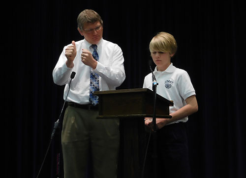 Father and Son reading poem