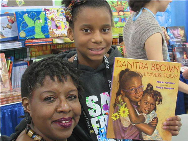 Nikki Grimes at ALA signing Danitra Brown Leaves Town